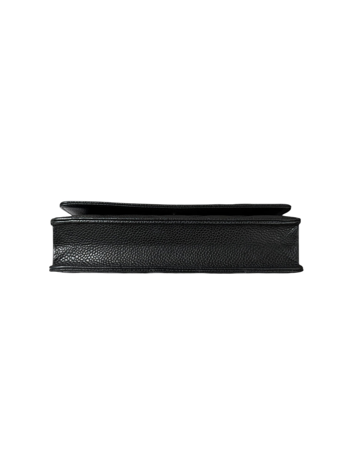 Chanel WOC Wallet on Chain aus schwarzem Kaviarleder und silberfarbener Hardware