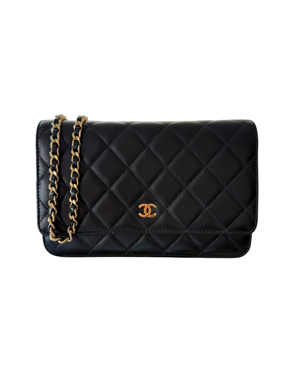 Chanel Wallet on Chain WOC aus schwarzem Lammleder