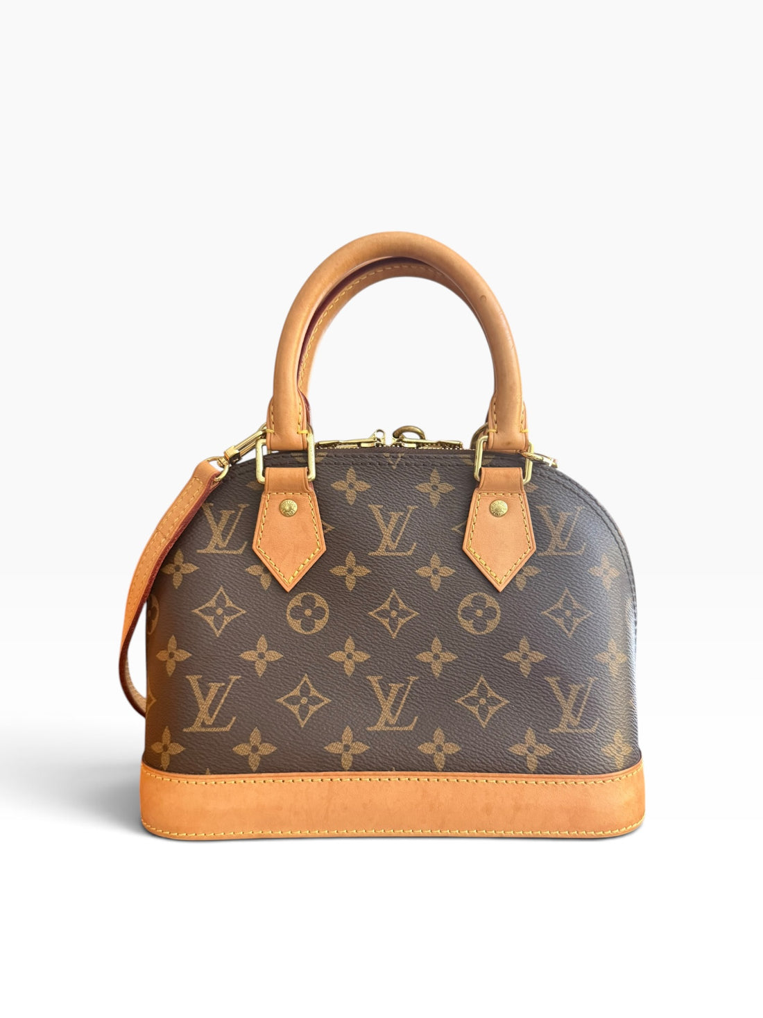 Louis Vuitton Alma BB Monogram Canvas mit abnehmbarem Schulterriemen.
