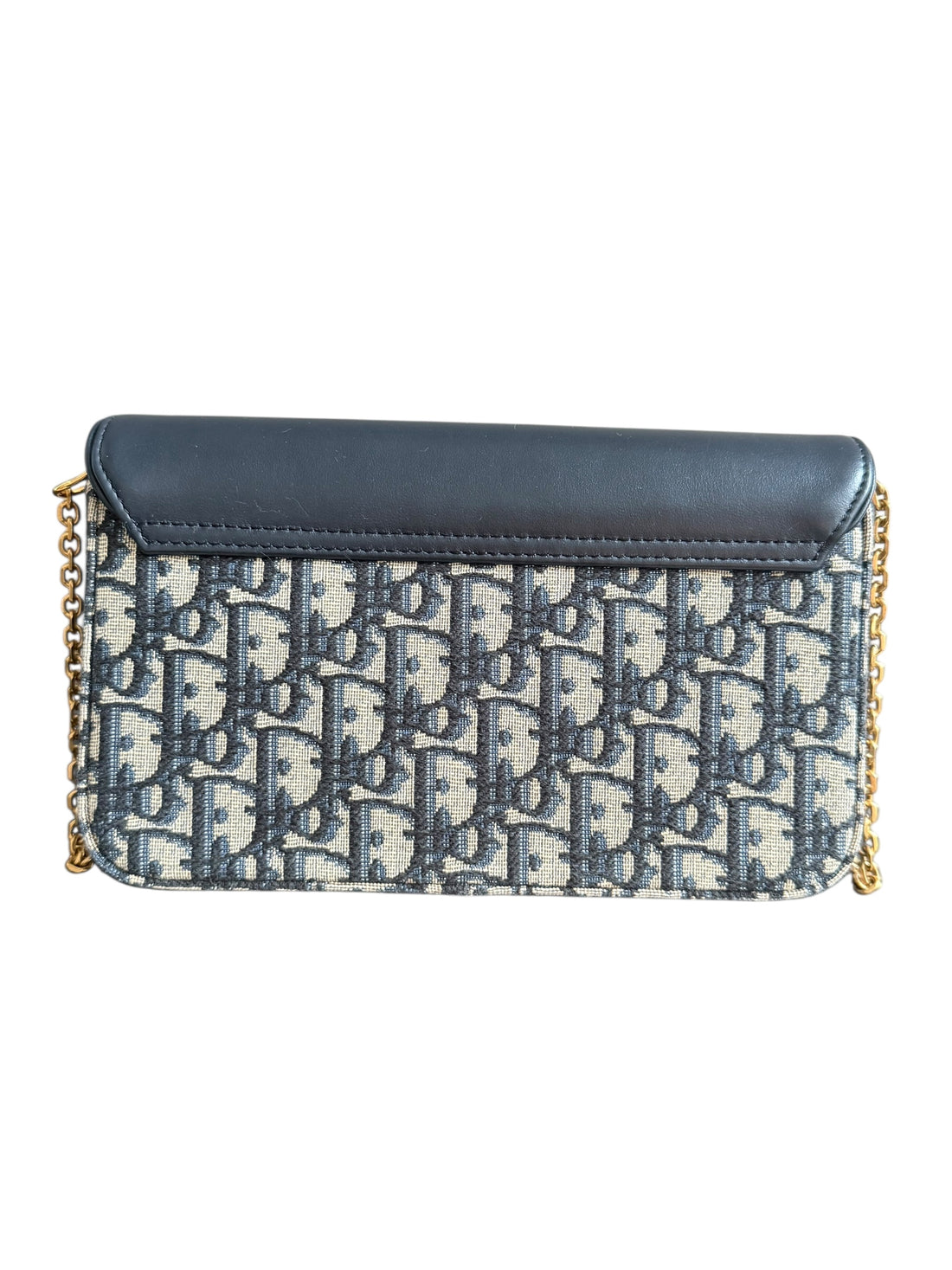Dior Saddle Pouch mit Kette in Dior Oblique Jacquard und glattem Kalbsleder in Blau.