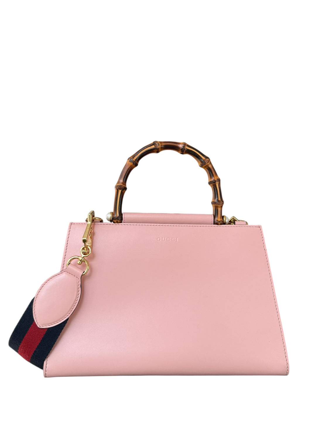 Gucci Bambus-Nymphaea-Tasche in rosa mit Bambus Griff und abnehmbarem Schulterriemen.