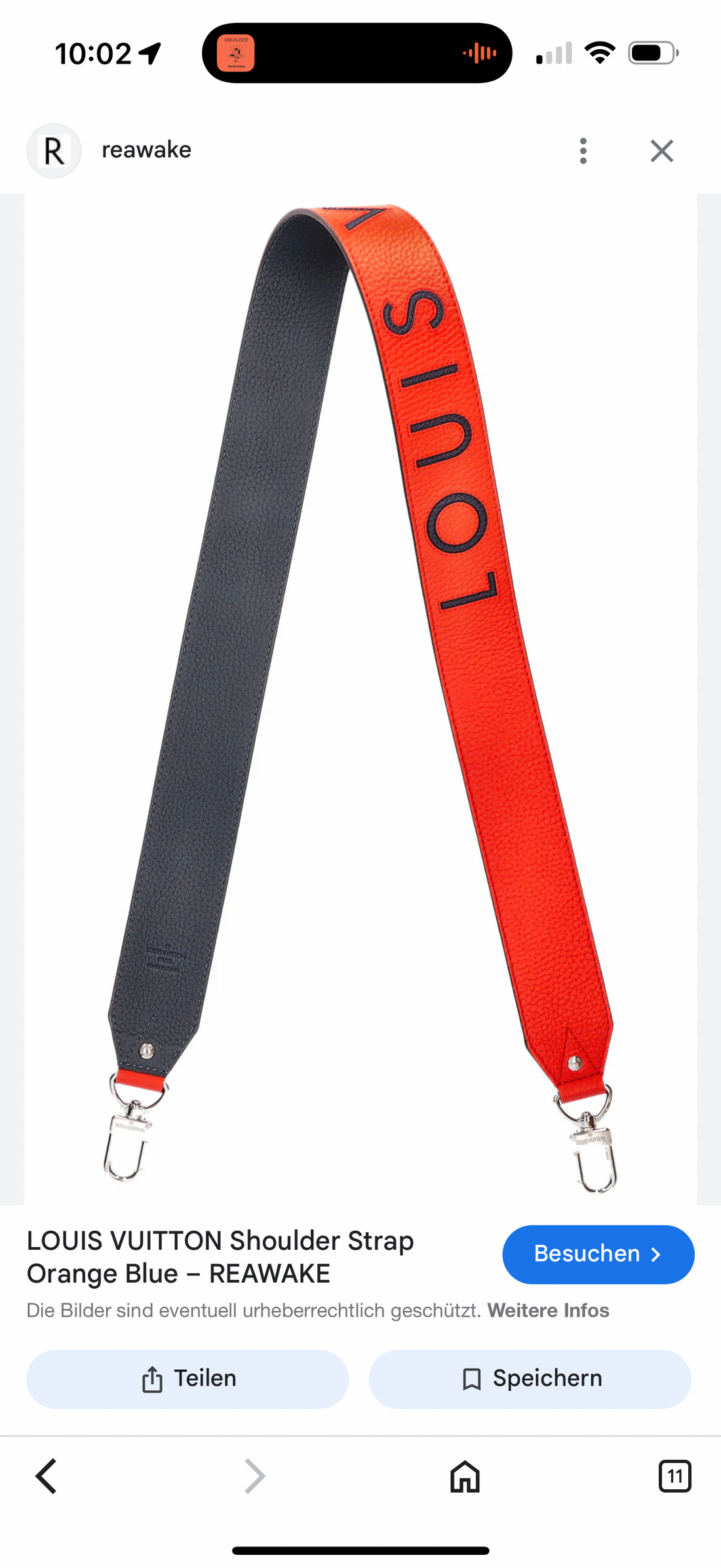 Louis Vuitton Schulterriemen Strap Orange Blue