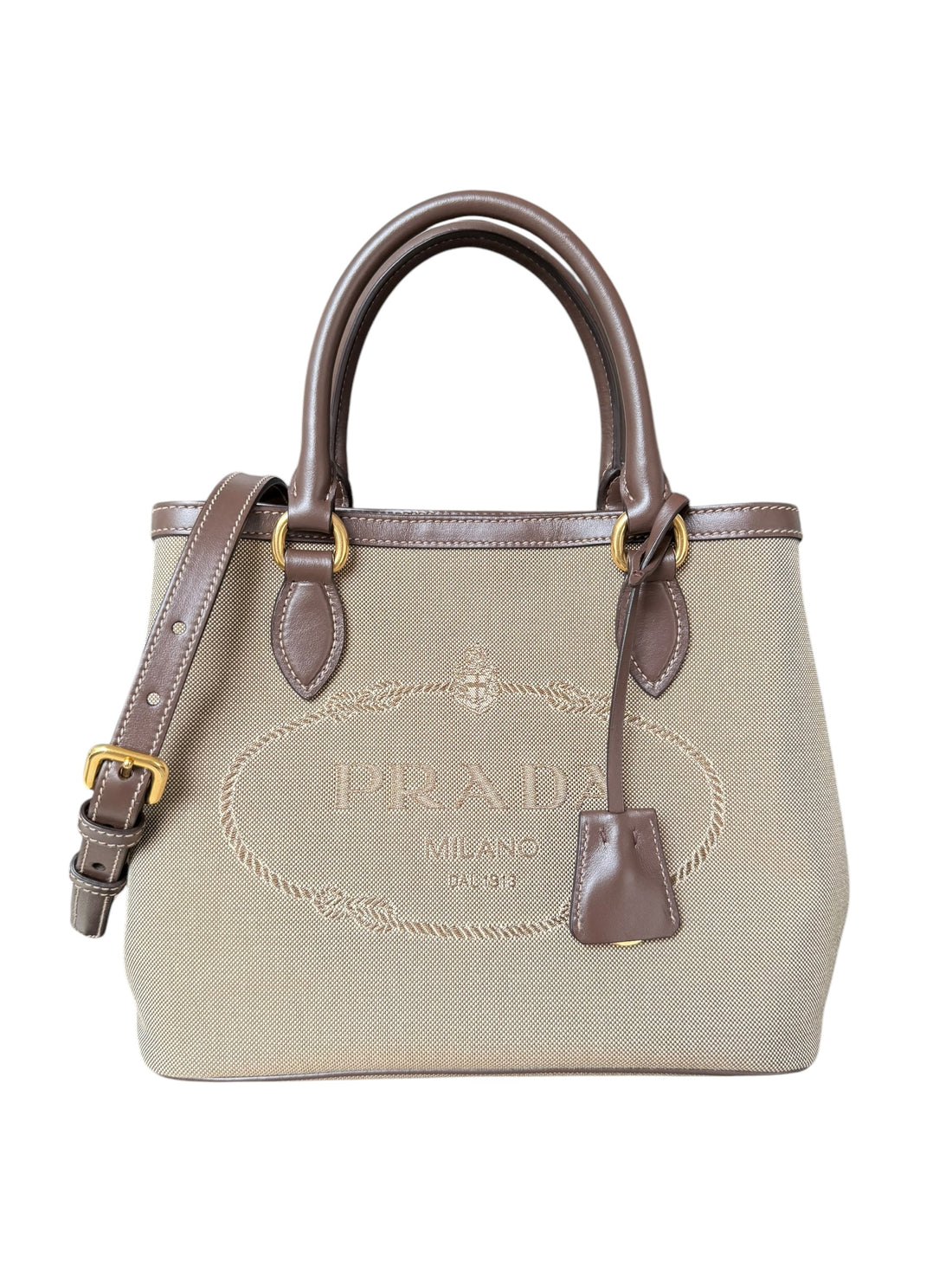 Prada Logo Jaquard Beige Canvas