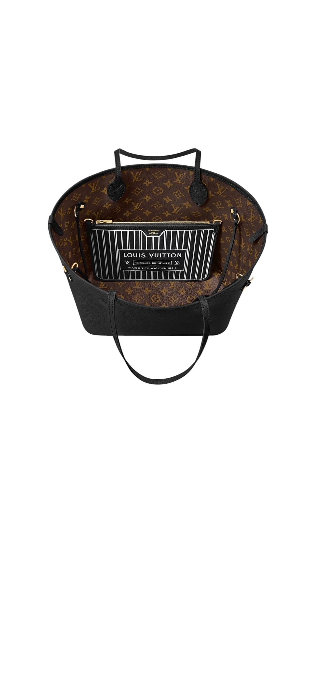 Louis Vuitton Neverfull Inside Out MM wendbare Variante mit Schulterriemen in der Farbe schwarz