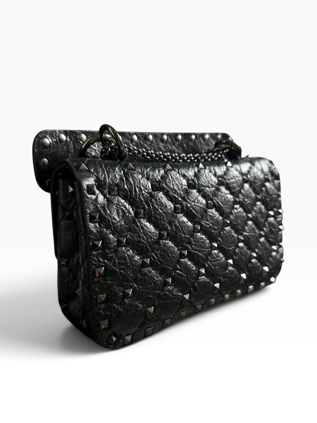 Borsa Valentino Garavani Rockstud Spike piccola Allblack soblack