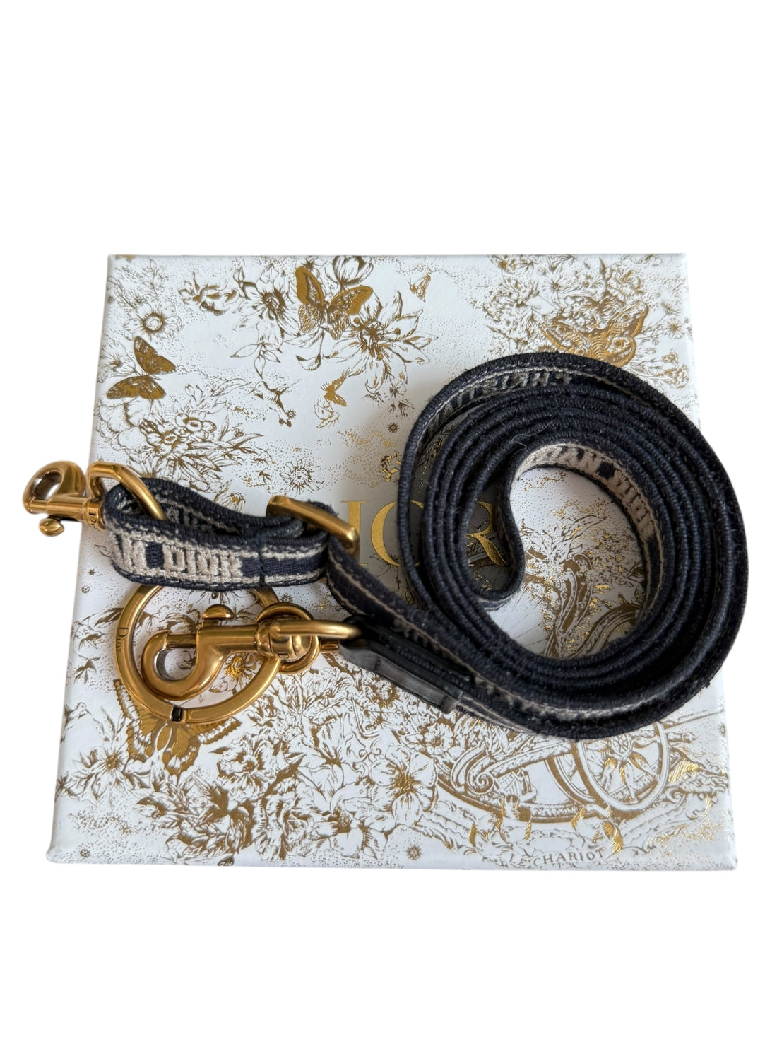 Dior Christian Dior Verstellbarer Micro Schulterriemen aus blauem Dior Oblique Jacquard