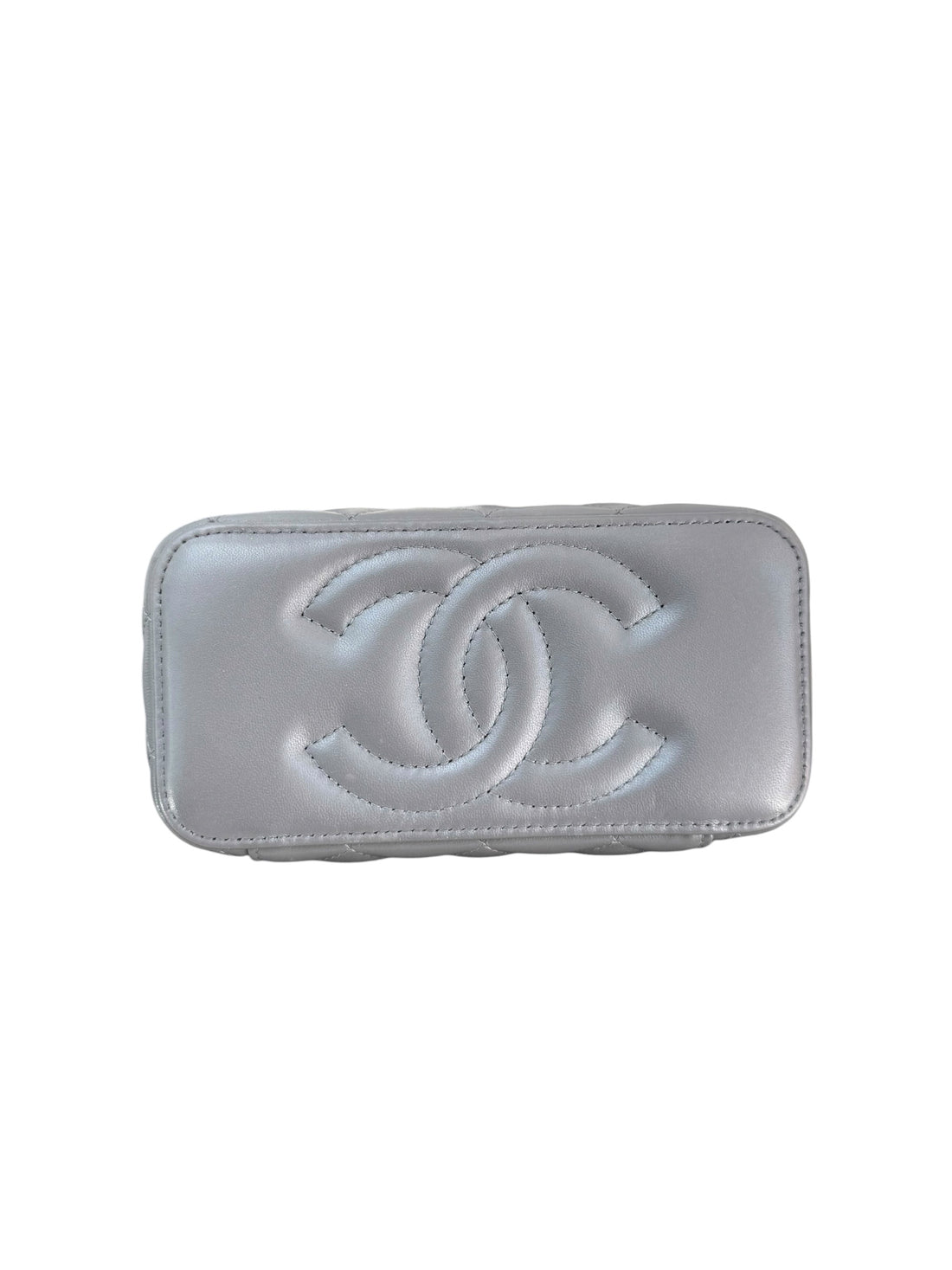 Chanel Vanity Case Top Handle aus grauem Lammleder