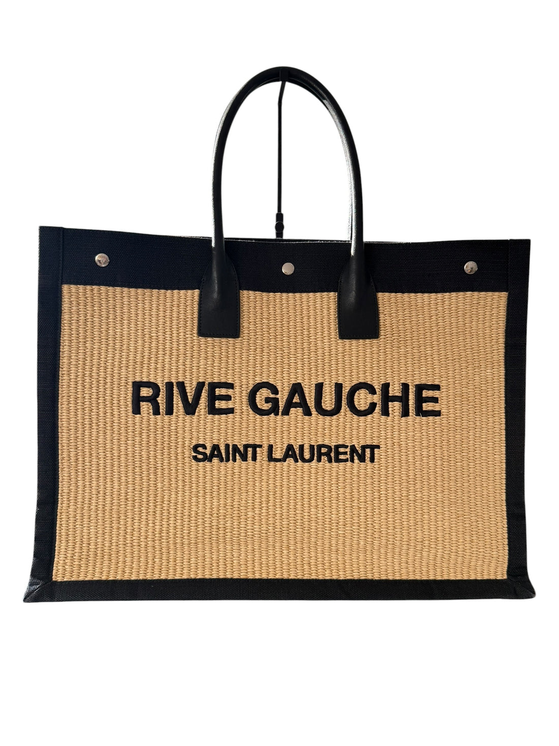 YSL Saint Laurent Rive Gauche Shopper Totebag aus Canvas (Leinen) und Ledergriffen