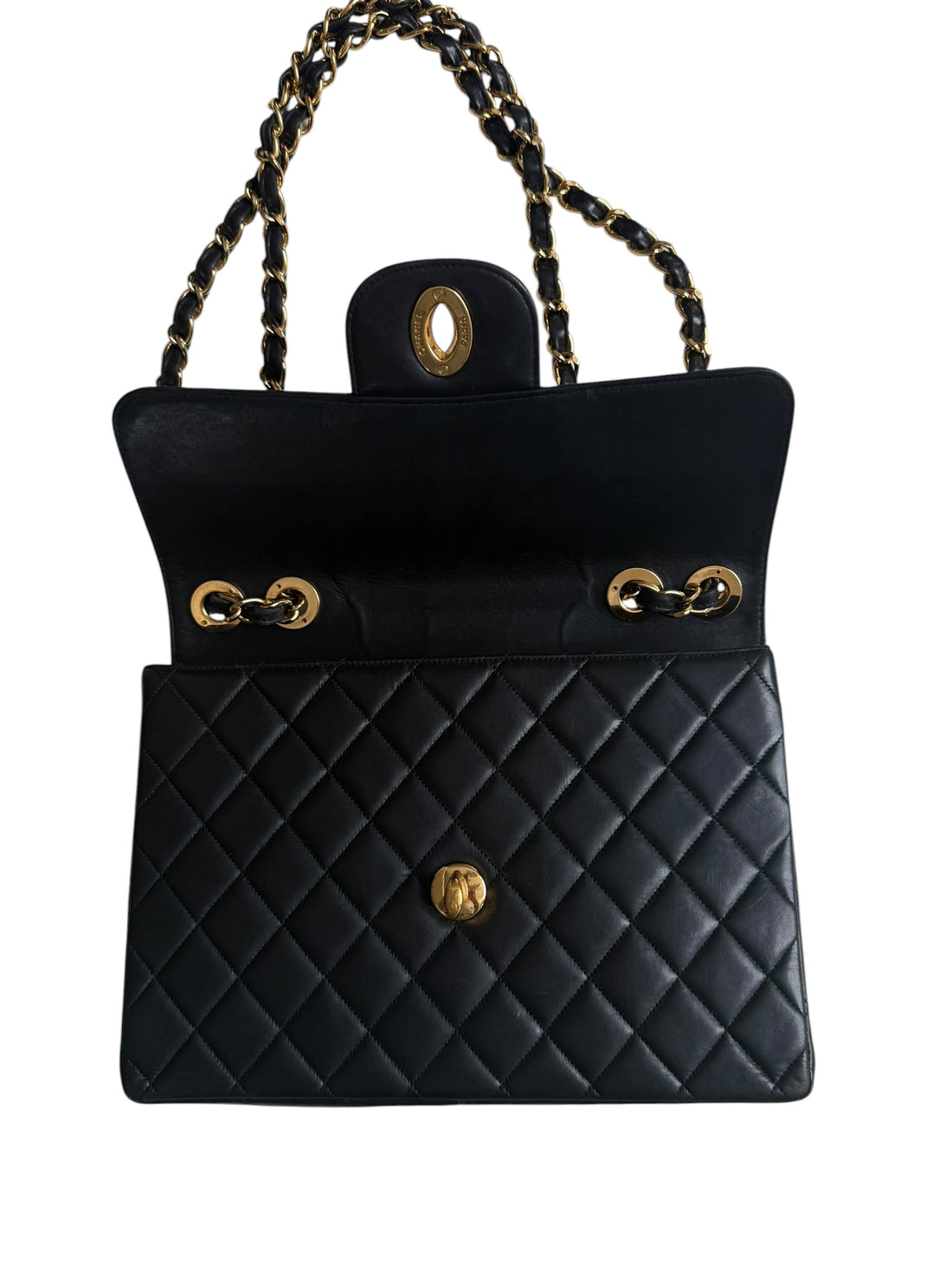 Chanel Classic Timeless Jumbo Flap Bag Vintage aus gestepptem Lammleder und 24 Karat vergoldeter Hardware