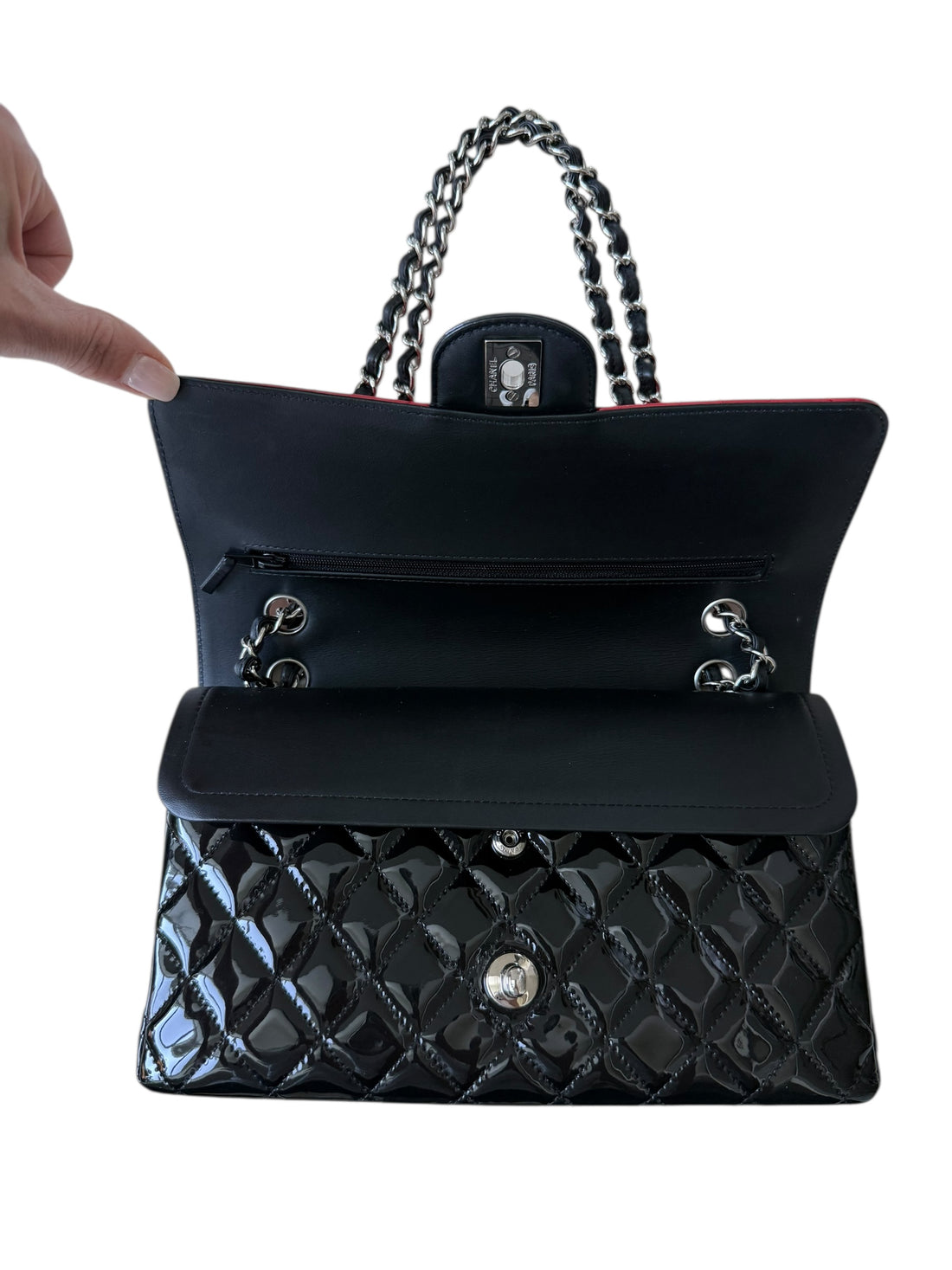 Chanel Classic Bicolor Patent Double Flap Bag