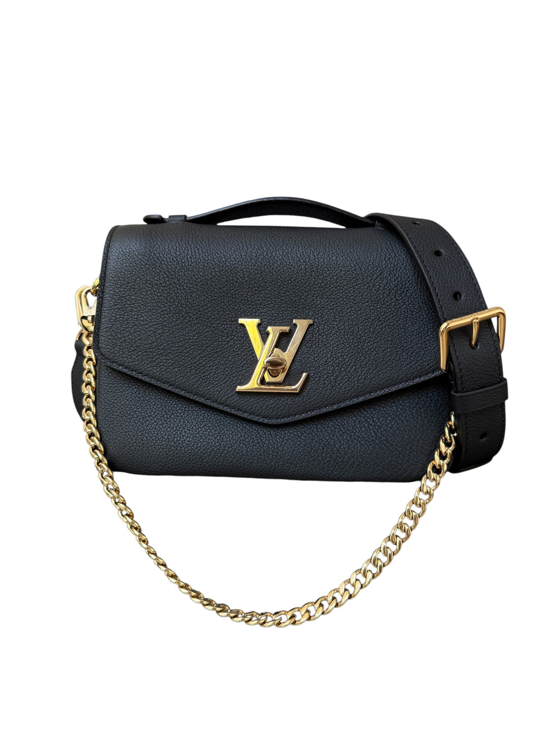 Louis Vuitton Oxford LockMe aus genarbtem schwarzem Kalbsleder