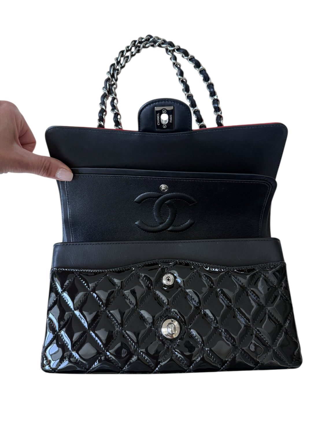 Chanel Classic Bicolor Patent Double Flap Bag