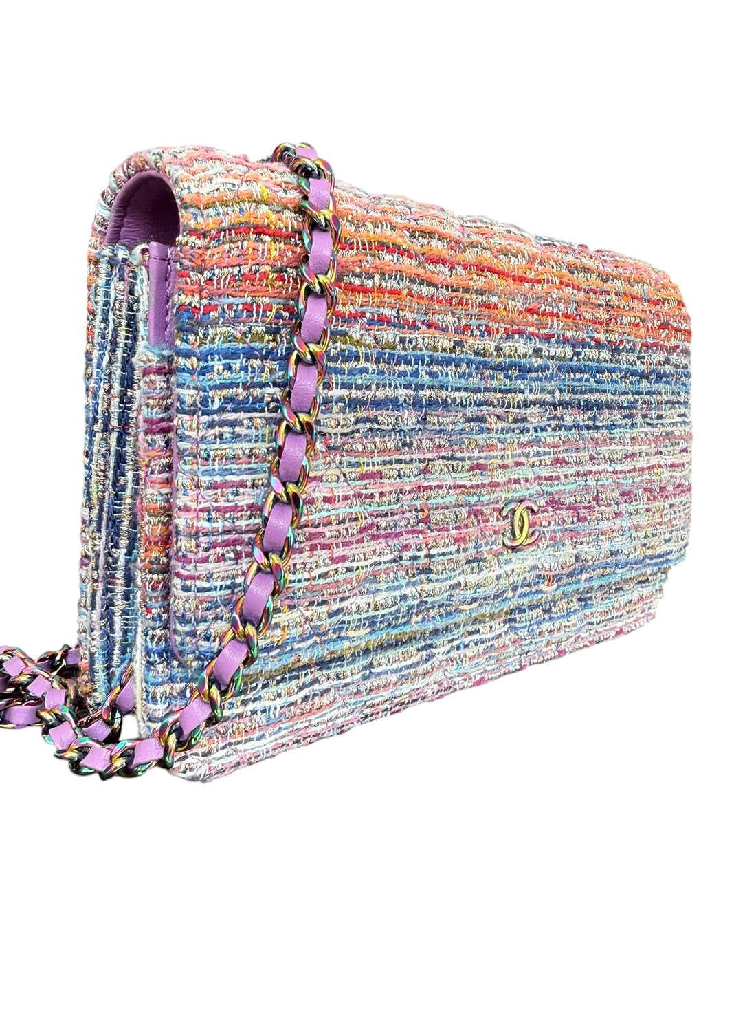 CHANEL WOC Wallet on Chain aus farbigem Tweed und farbiger Hardware