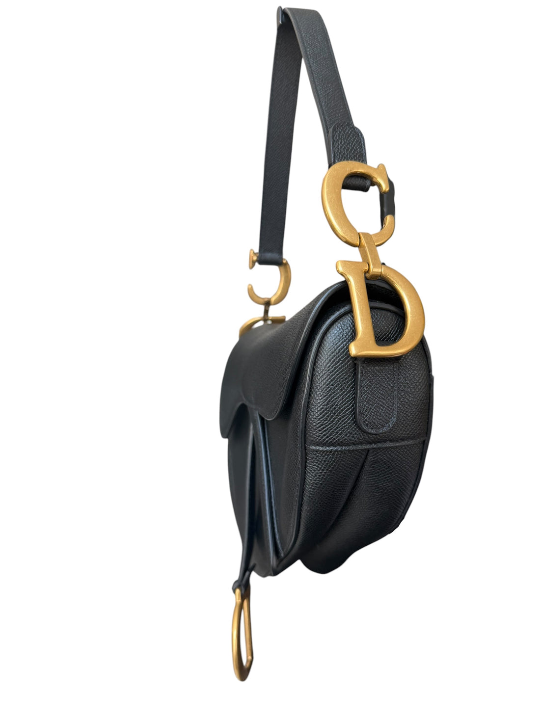 Christian DIOR Saddle Bag aus schwarzem Kalbsleder mit abnehmbarem und verstellbarem Schulterriemen