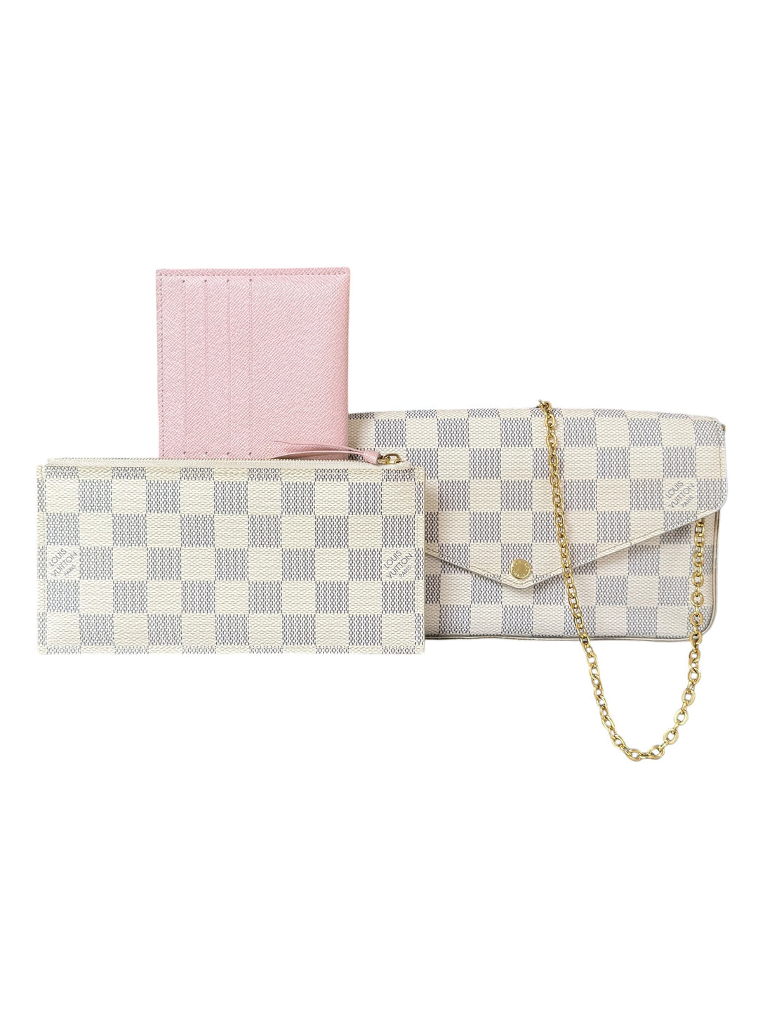 Louis Vuitton Félicie Pochette in Damier Azur Canvas mit abnehmbarer Kette