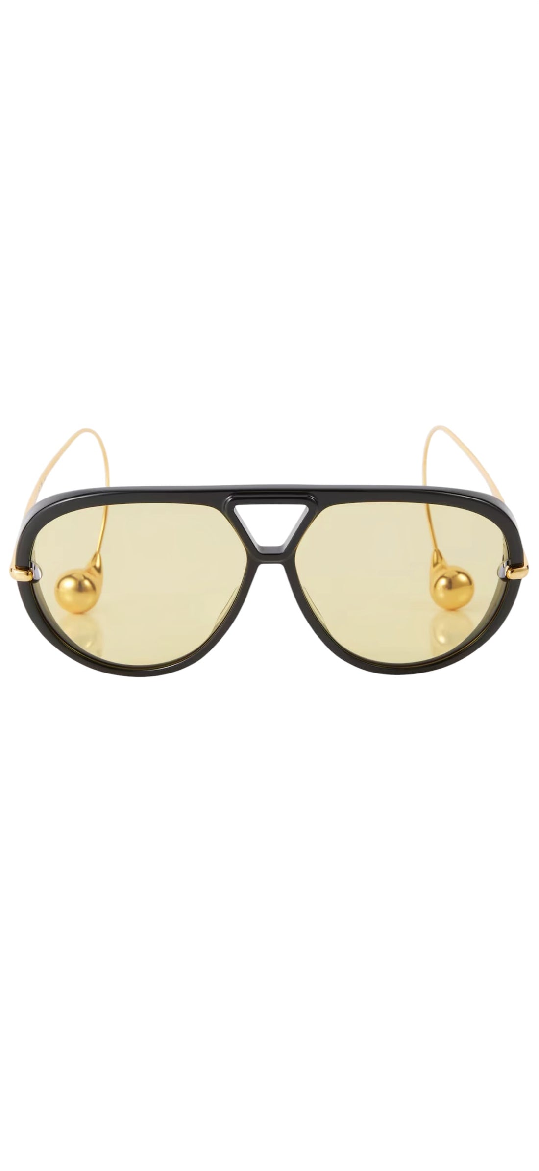 BOTTEGA VENETA Sonnenbrille. Diese in Japan aus robustem Acetat gefertigte Aviator-Sonnenbrille von Bottega Veneta verfügt über glänzende Metallbügel, die mit dem Drop-Detail des Hauses akzentuiert sind.