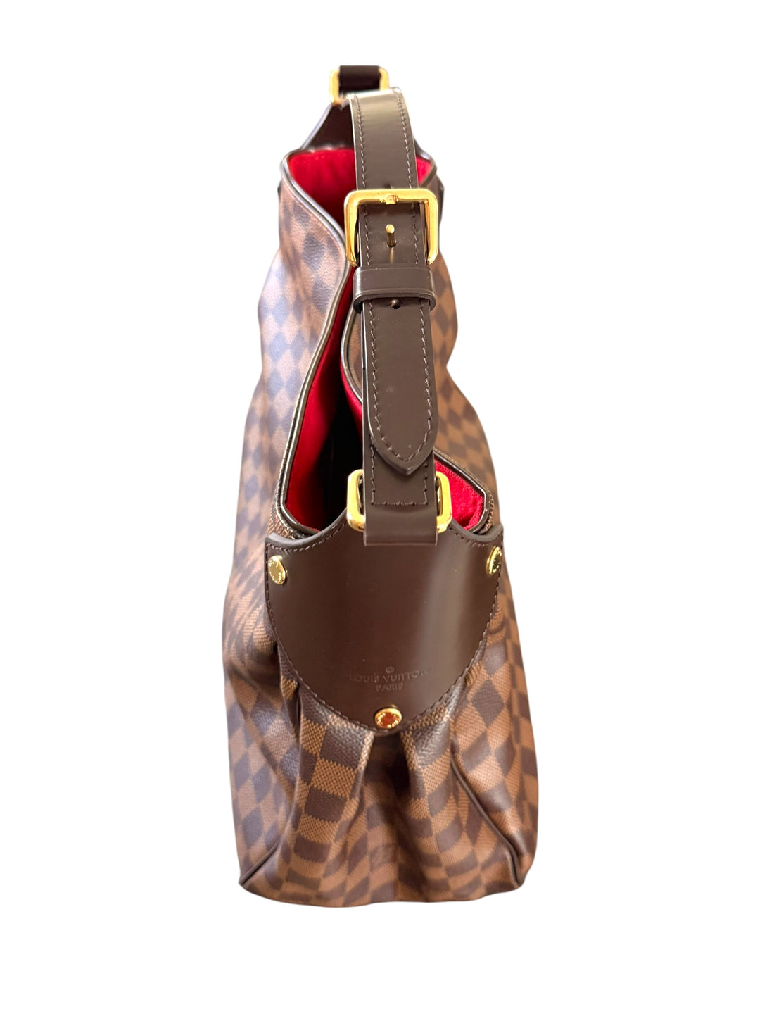 Louis Vuitton Reggia in Damier Ebene mit verstellbarem Schulterriemen.
