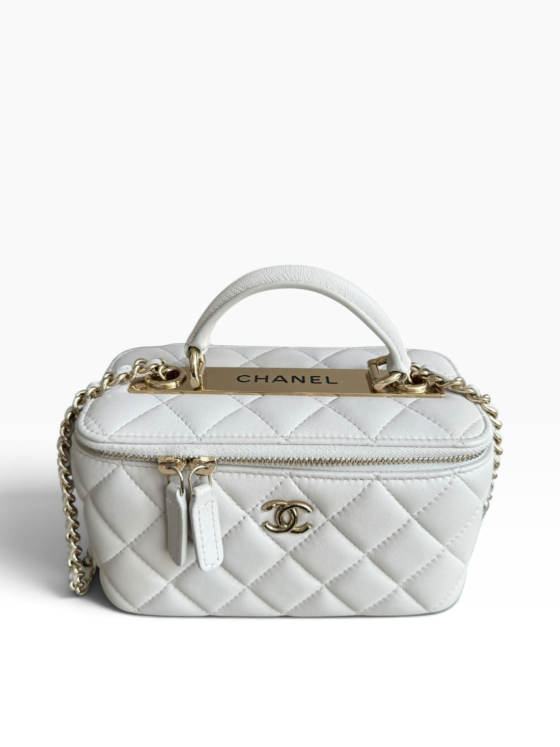 Chanel Vanity Trendy Top Handle aus weichem Lammleder in der Farbe Light Grey