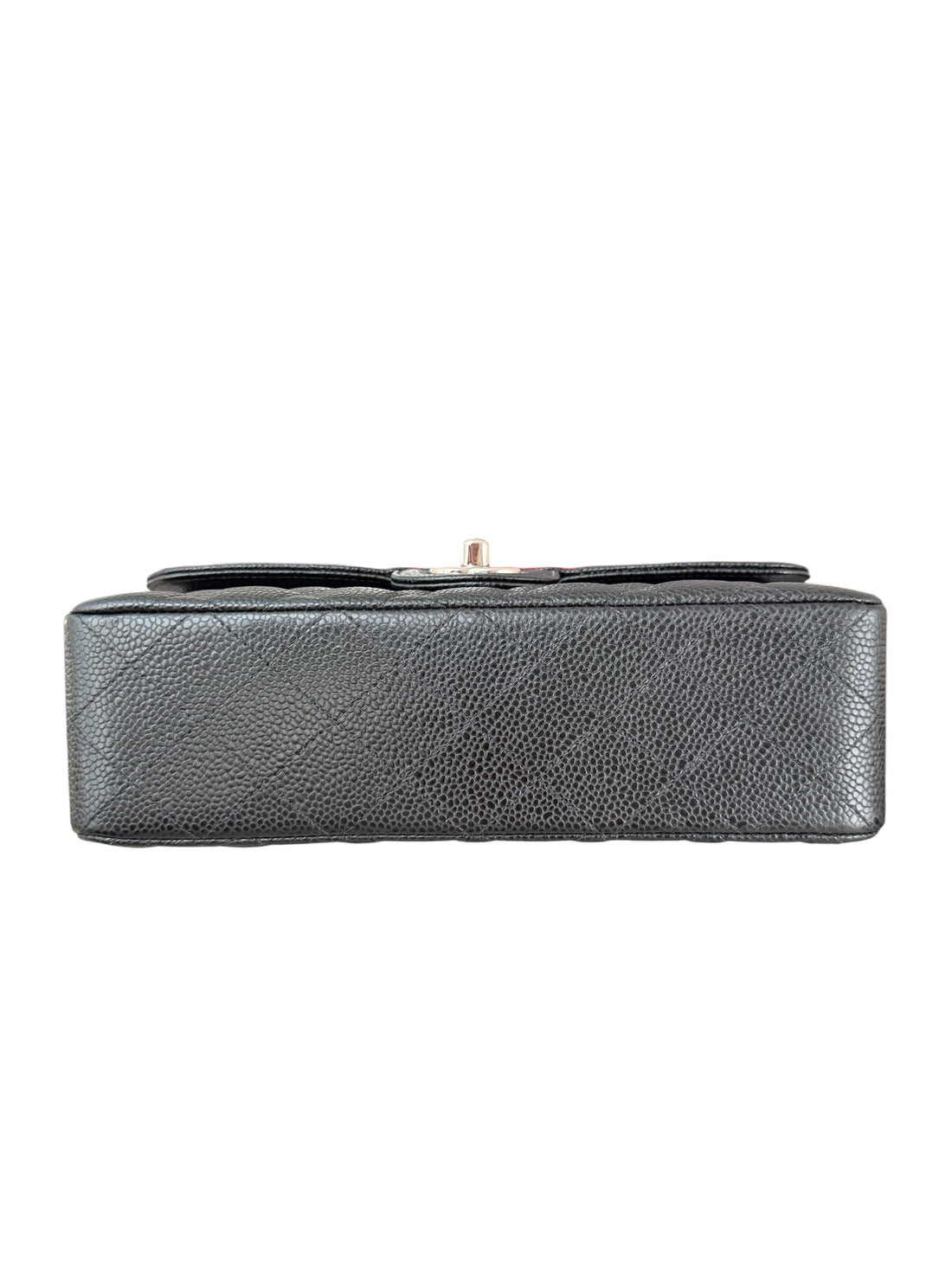 Chanel Small Classic Double Flap Bag aus schwarzem Caviarleder und silberfarbener Hardware