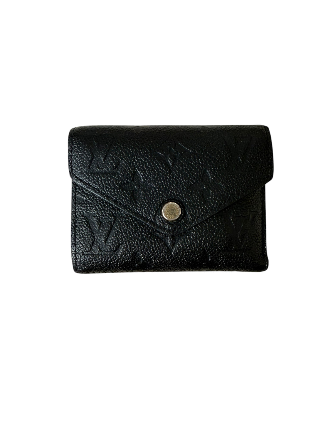 Louis Vuitton Victorine Geldbörse aus schwarzem Leder.