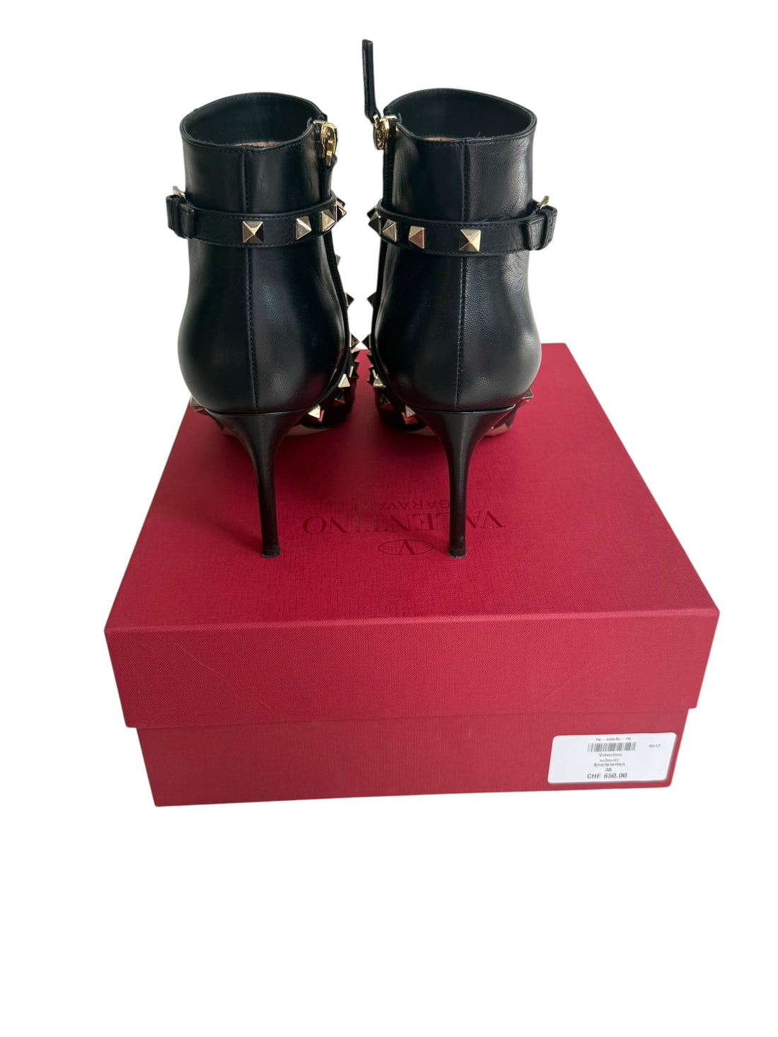 Valentino Stiefeletten Rockstud Grösse 38 1/2 aus schwarzem Leder und Nieten