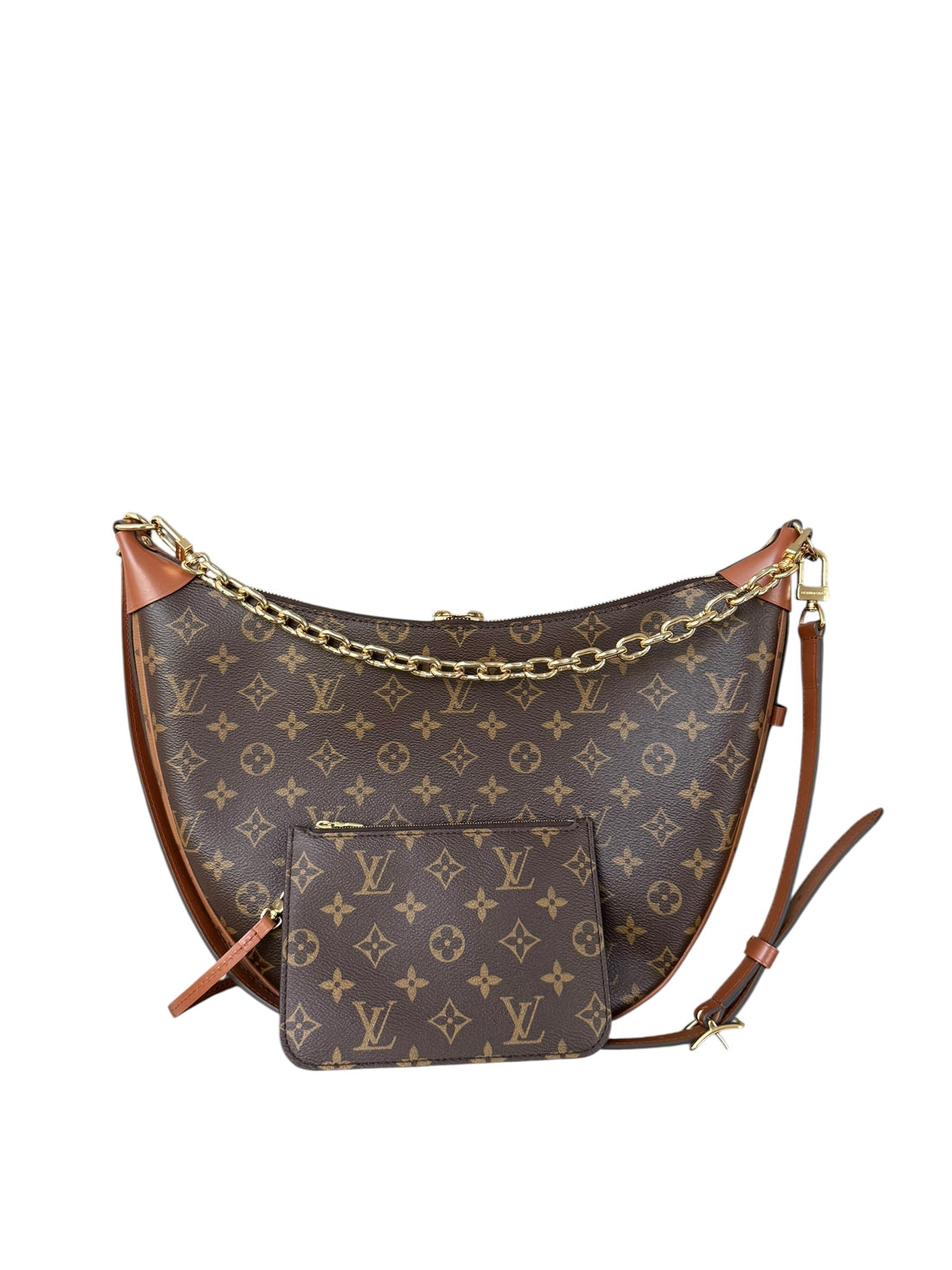 Louis Vuitton Loop Hobo Bag mit abnehmbarer Pochette aus beschichtetem Monogram Reverse Canvas.