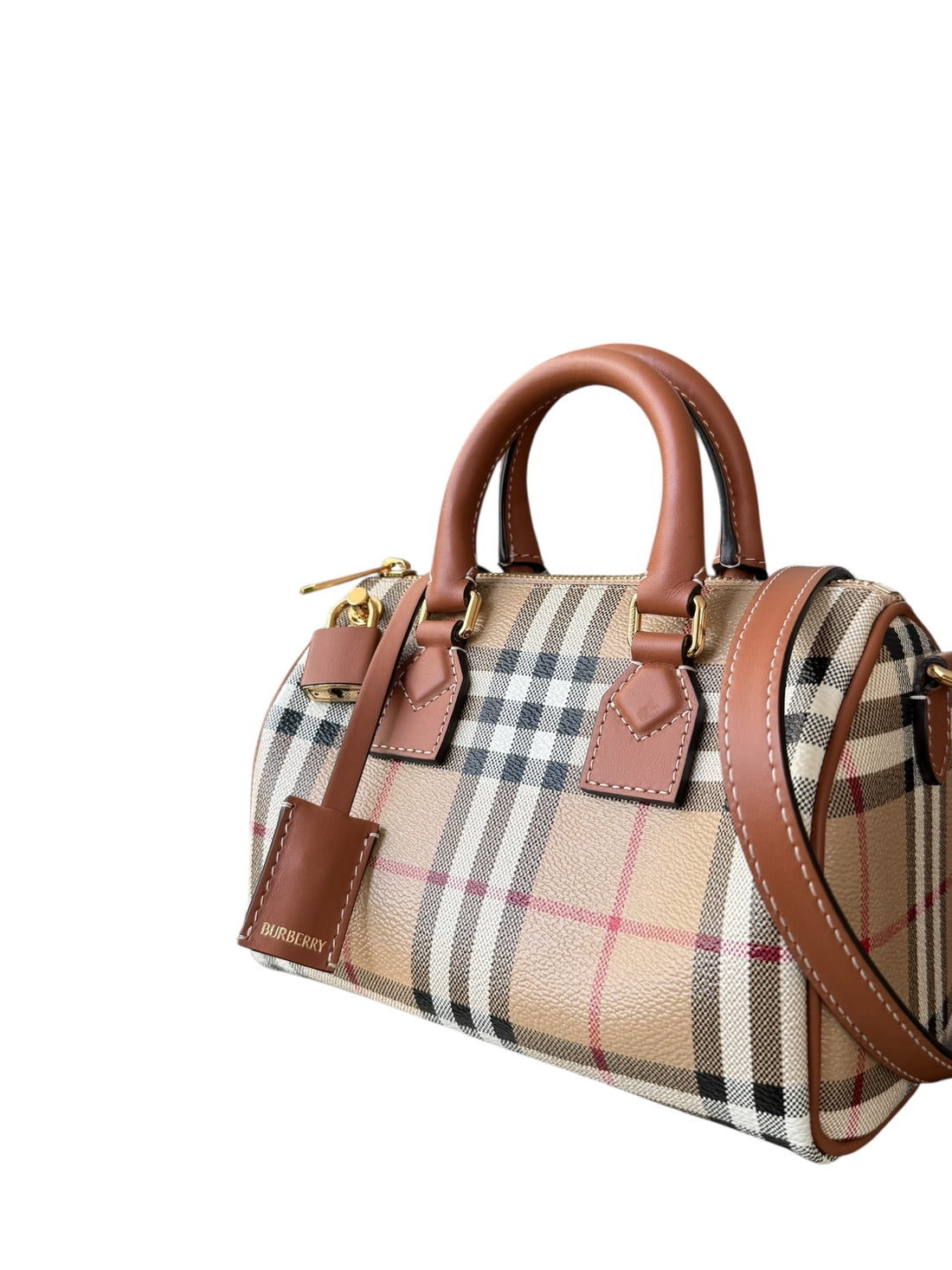 Burberry Bowlingbag mit abnehmbarem und verstellbarem Schulterriemen.