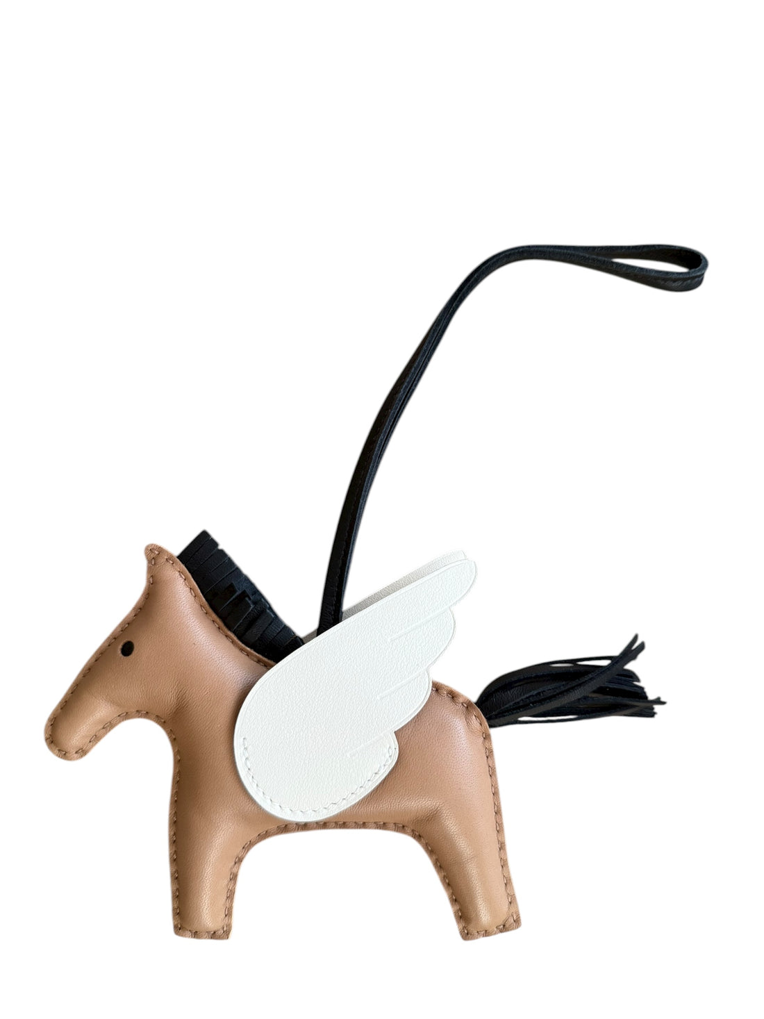 Hermès Rodeo Pegase MM Bag Charm in den Farben Sesame/Nata/Noir in Milo Lammleder