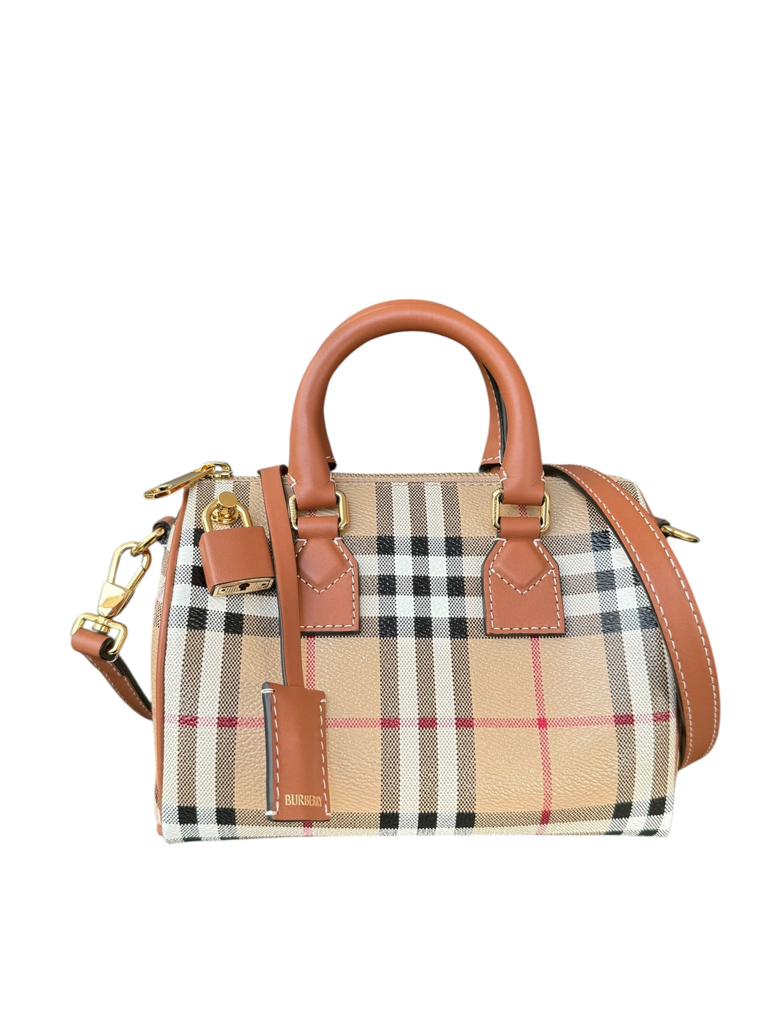 Burberry Bowlingbag mit abnehmbarem und verstellbarem Schulterriemen.