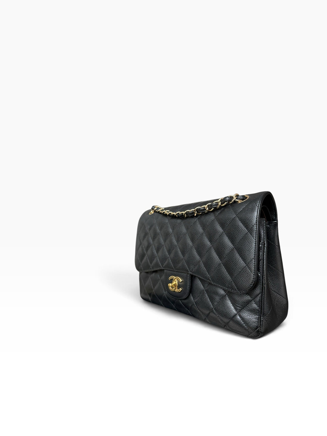 Chanel Classic Timeless Jumbo Double Flap Bag aus schwarzem Caviarleder