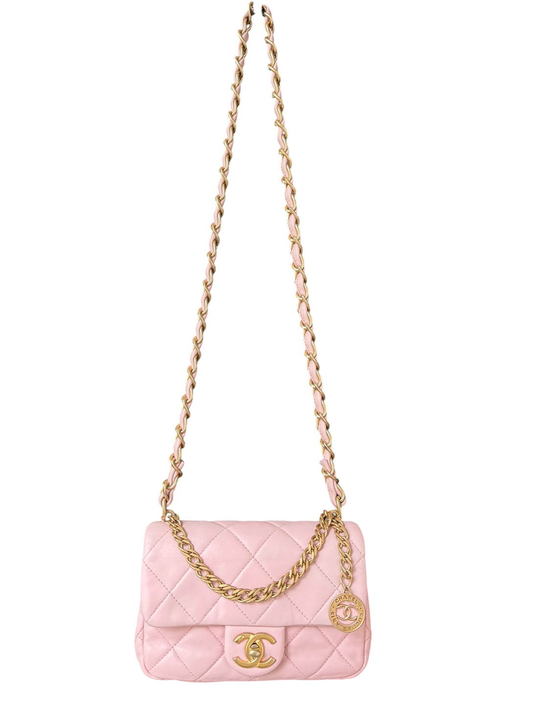 Chanel Timeless Mini Rectangular in der Farbe rosa. Lammleder