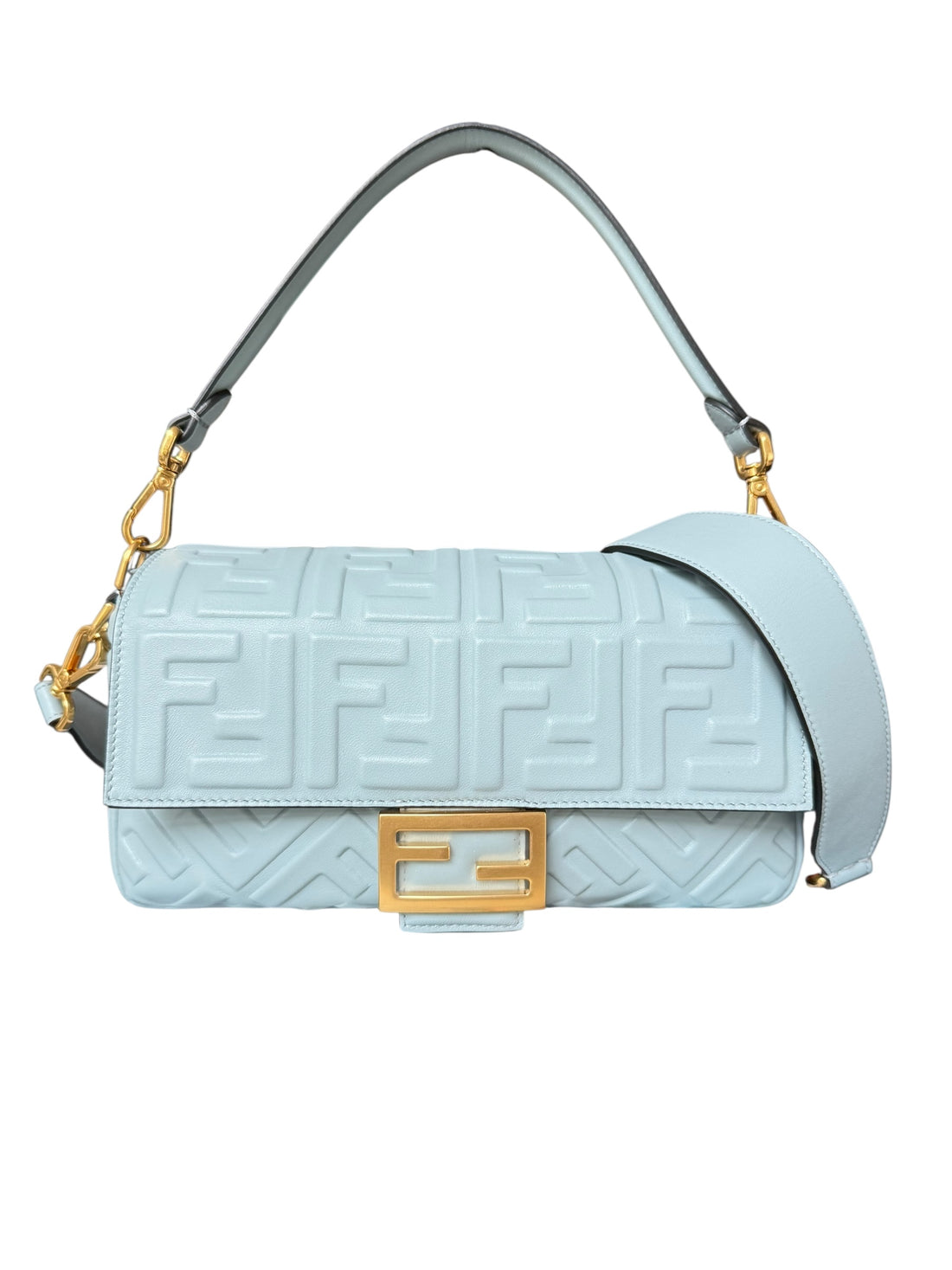 Fendi Baguette Bag aus Nappaleder in der Farbe Hellblau