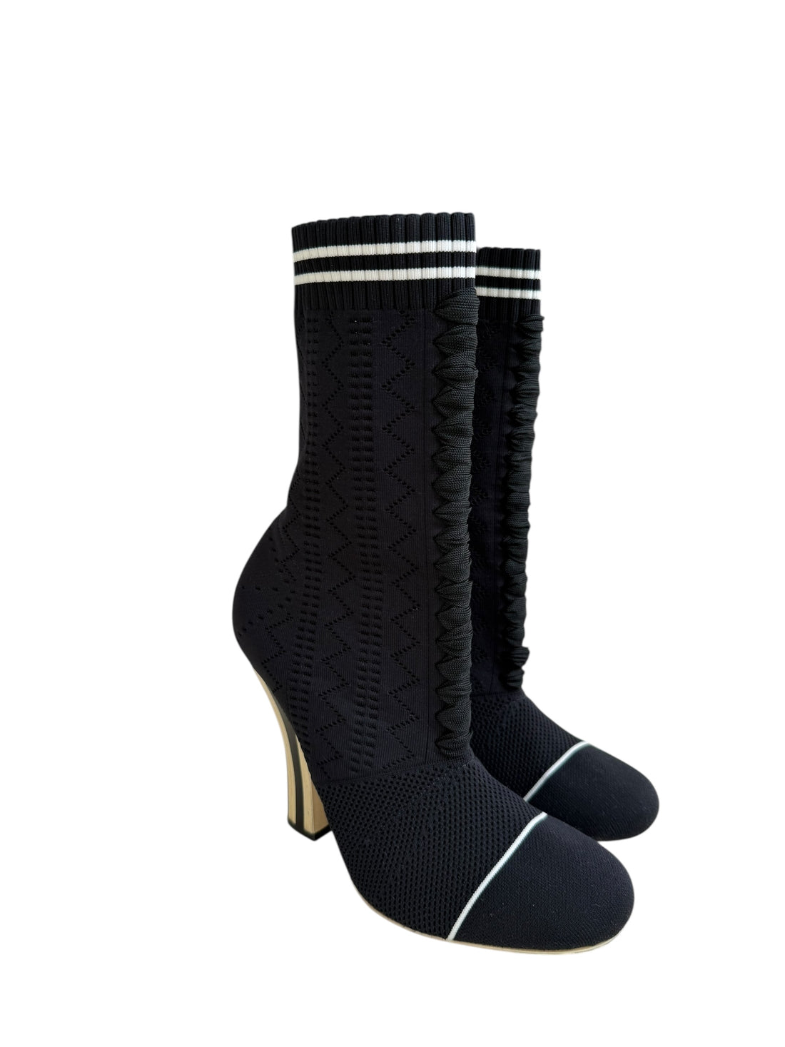 Fendi Sockenstiefel schwarz weiss in der Grösse 40.