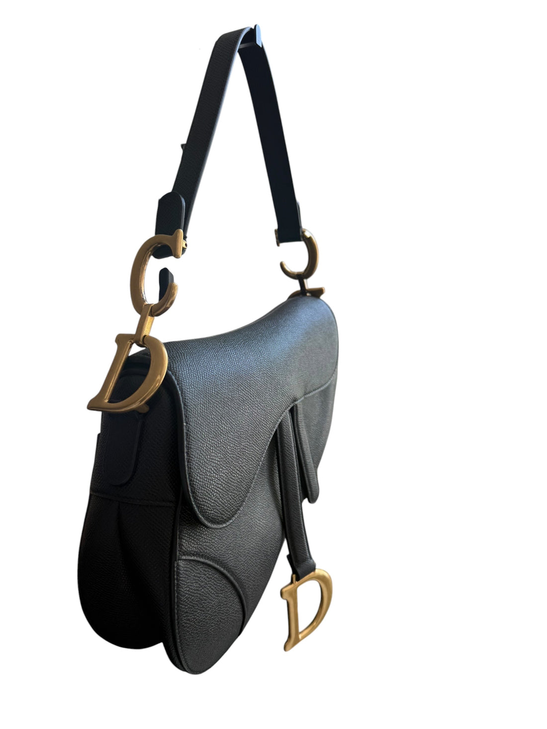 Christian DIOR Saddle Bag aus schwarzem Kalbsleder mit abnehmbarem und verstellbarem Schulterriemen
