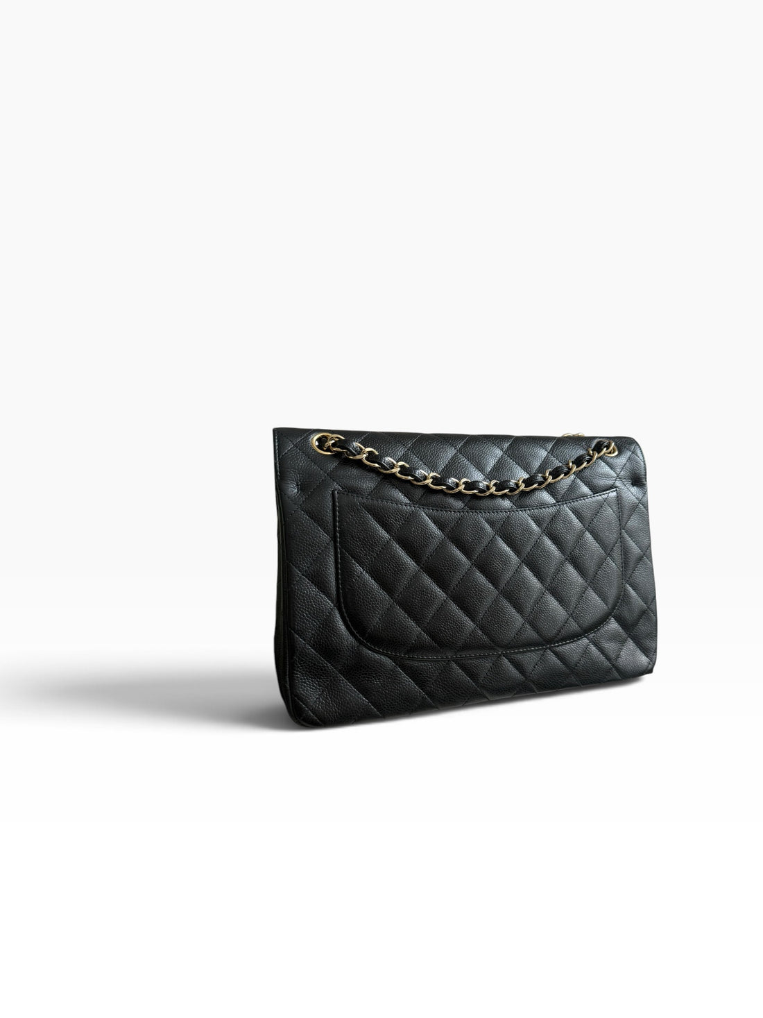 Chanel Classic Timeless Jumbo Double Flap Bag aus schwarzem Caviarleder