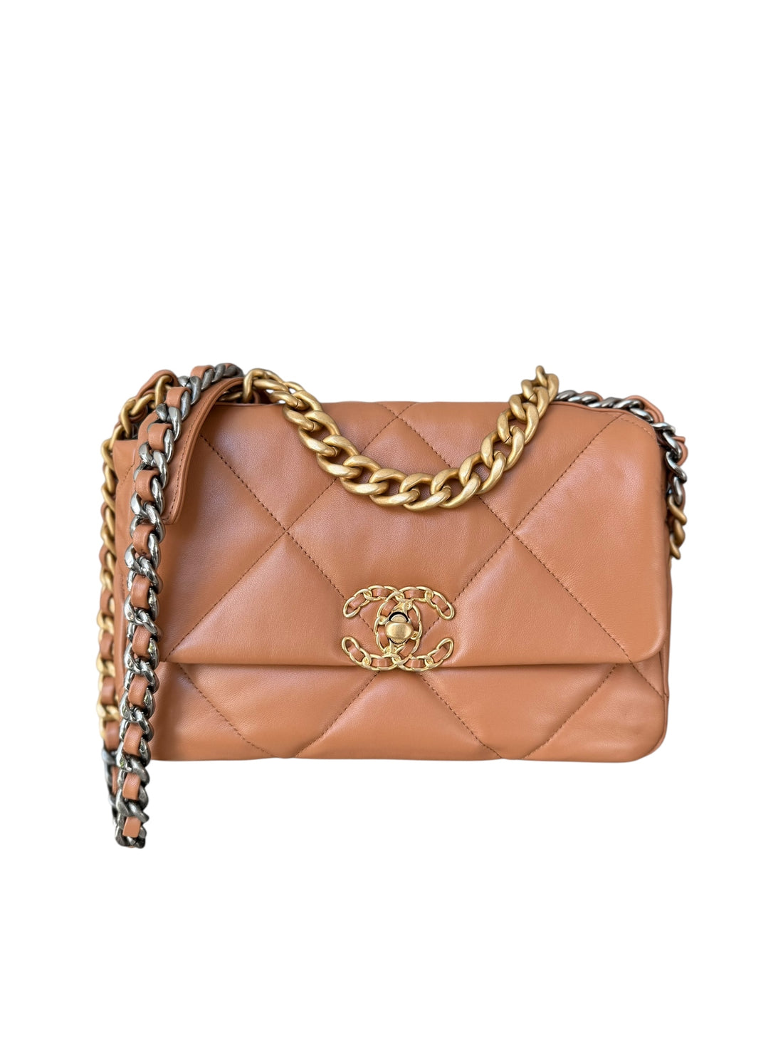 Chanel 19 small in der Farbe Caramel / Cognac / Karamell