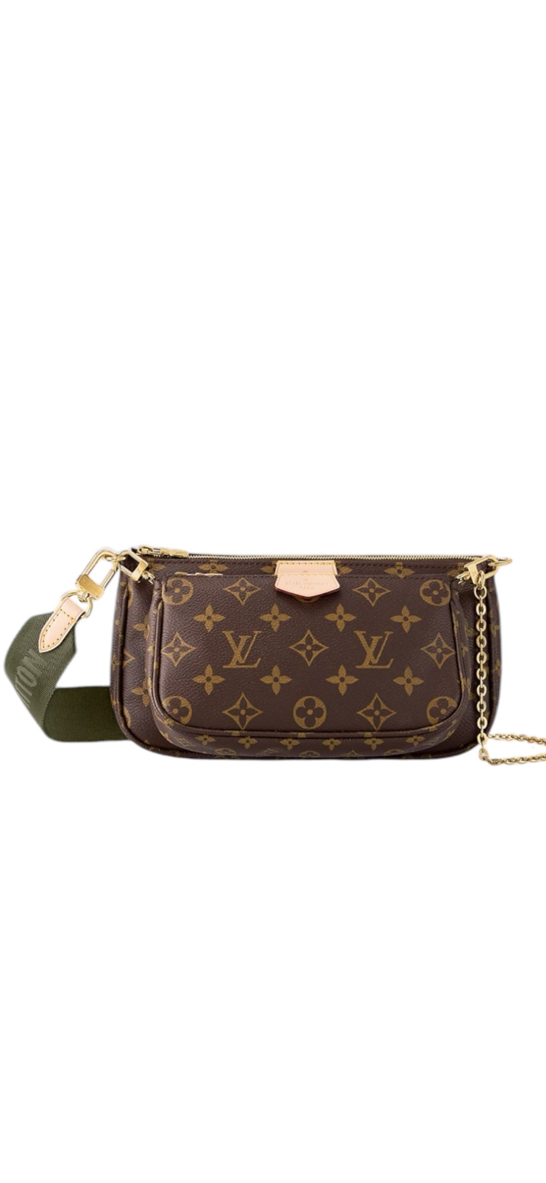 Louis Vuitton Multipochette Monogram Canvas mit khakifarbenem Schulterriemen