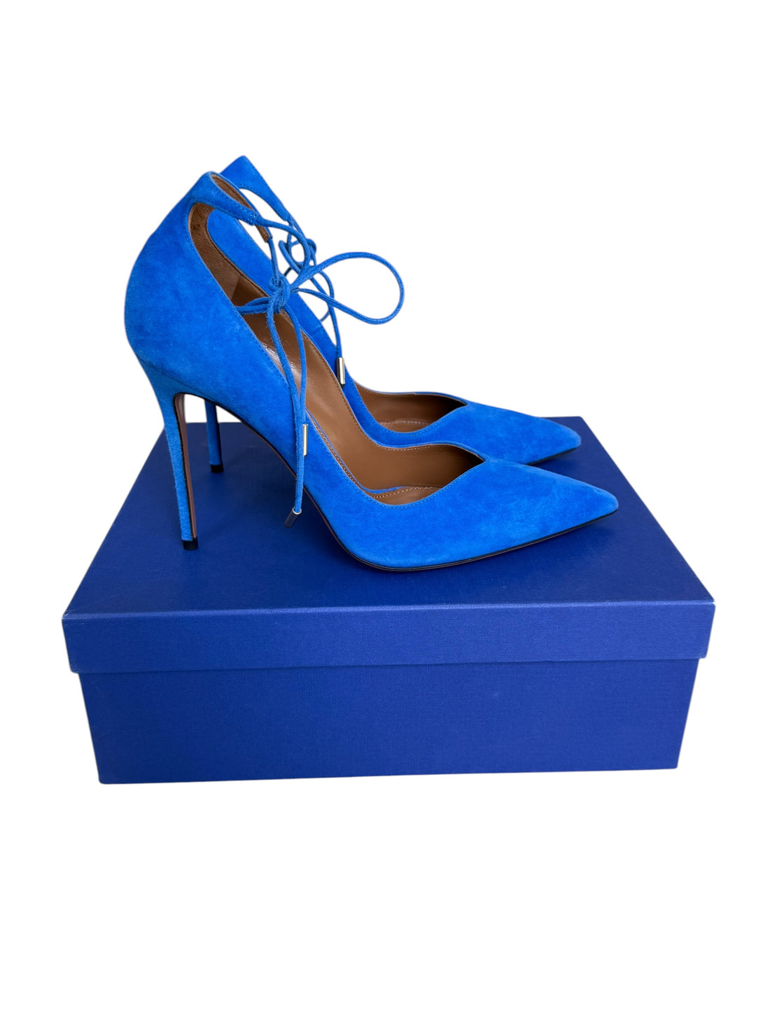 Aquazzura Alure 105 Pumps in königsblauem Veloursleder (Suede)