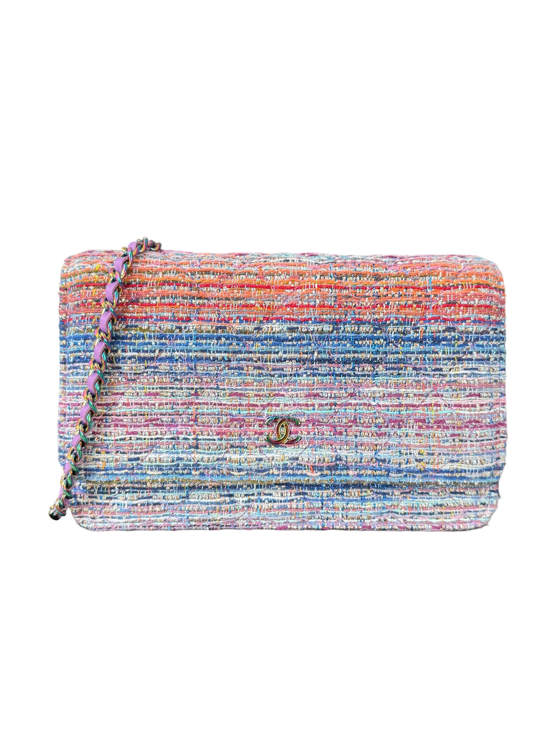 CHANEL WOC Wallet on Chain aus farbigem Tweed und farbiger Hardware