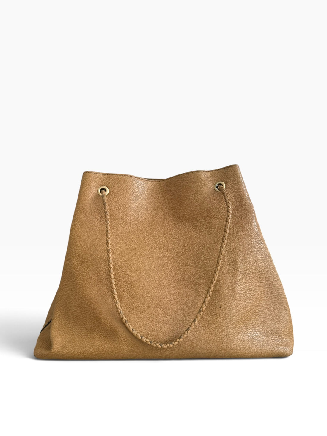 Gucci Tote Bag aus genarbtem Leder in der Farbe beige mit goldfarbenen Metallbeschläge