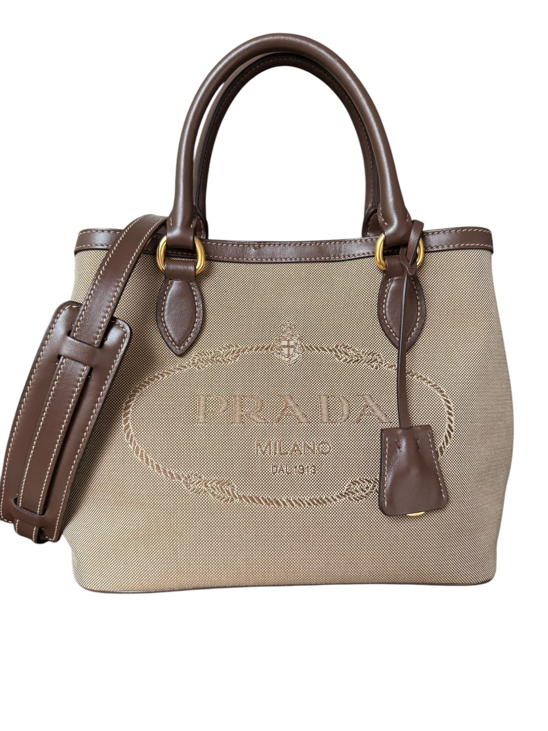 Prada Logo Jaquard Beige Canvas