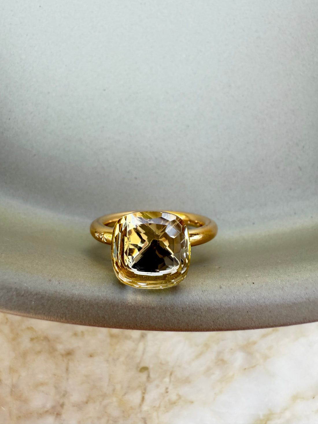 Pomellato Ring Nudo Grösse 53 in Rosegold / Weissgold mit Topaz grün
