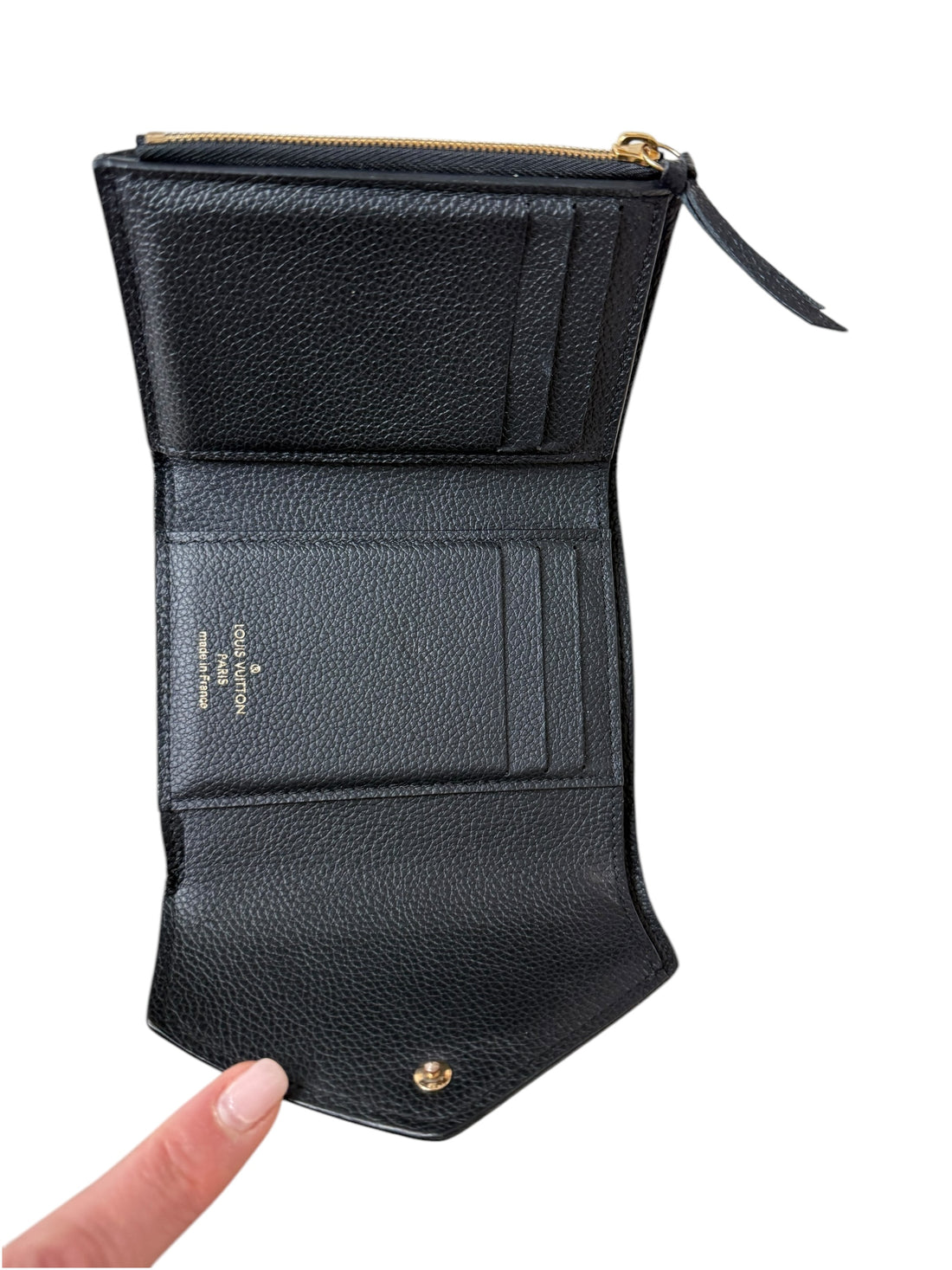 Louis Vuitton Victorine Geldbörse aus schwarzem Leder.